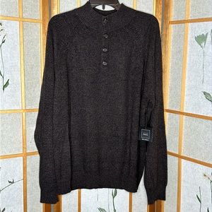 NWT Saks Fifth Avenue Mens XXL/TTG 100% Cashmere Pullover  1/4 Button up Sweater